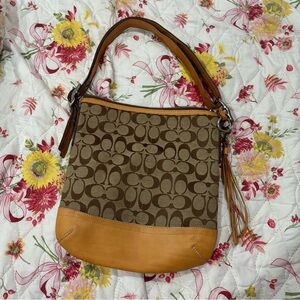 Coach Brown and Tan Monogram Shoulder Bag